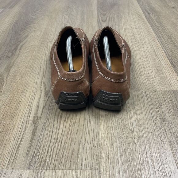 Geox Respira Shoes Mens Size 44 Brown Leather Slip On Moc Toe Loafers Comfort main image 3